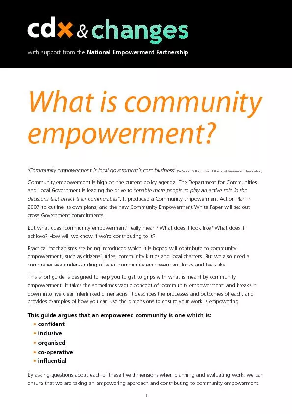 community empowerment is local government s core business