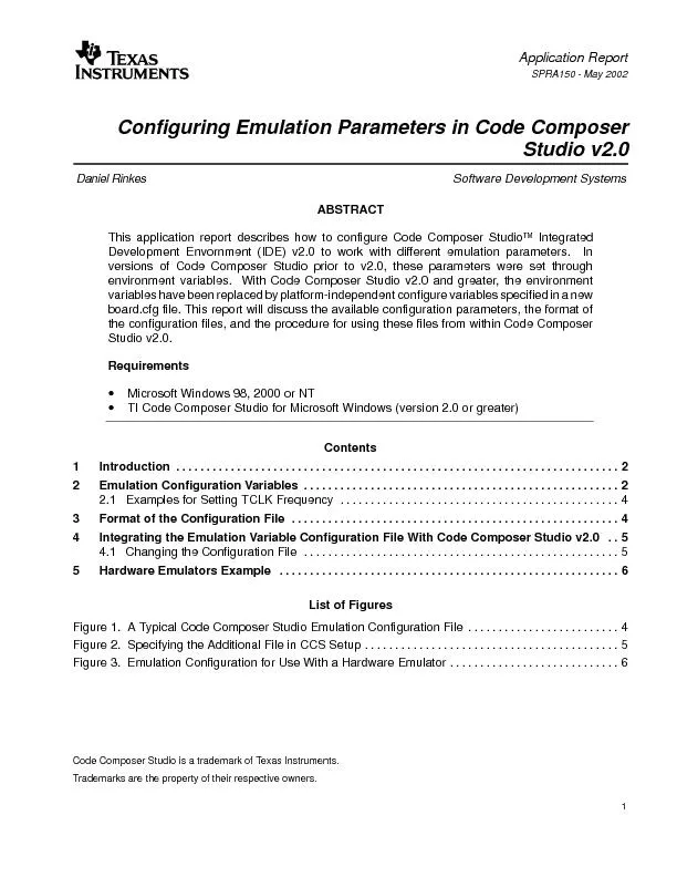 Configuring Emulation Parameters in Code ComposerDaniel RinkesSoftware