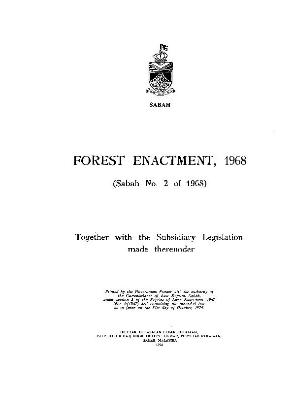 SABAH FOREST ENACTMENT,