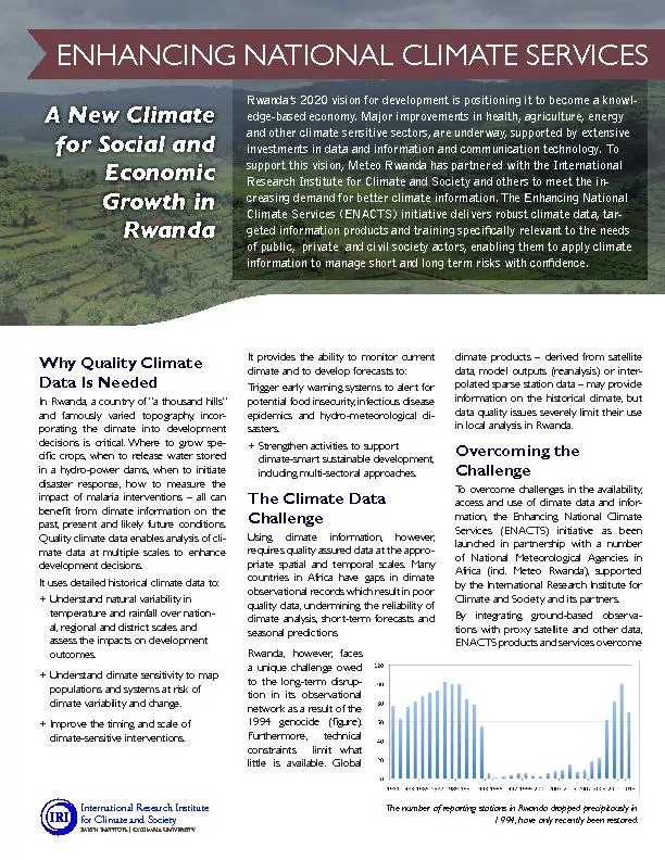 ENHANCING NATIONAL CLIMATE SERVICES