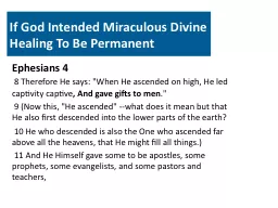If God Intended Miraculous Divine Healing To Be Permanent