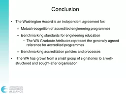 The Washington Accord Past Present Future IEET Accreditation Training Taipei September