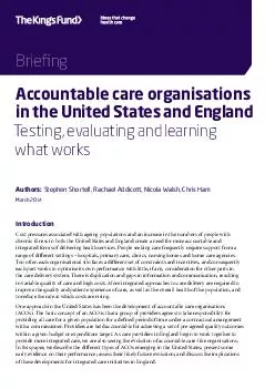 Accountable care organisations in the United States and England Testing evaluating and
