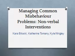 Managing Common Misbehaviour Problems: Non-verbal Intervent