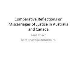 Comparative Reflections on Miscarriages of Justice in Austr