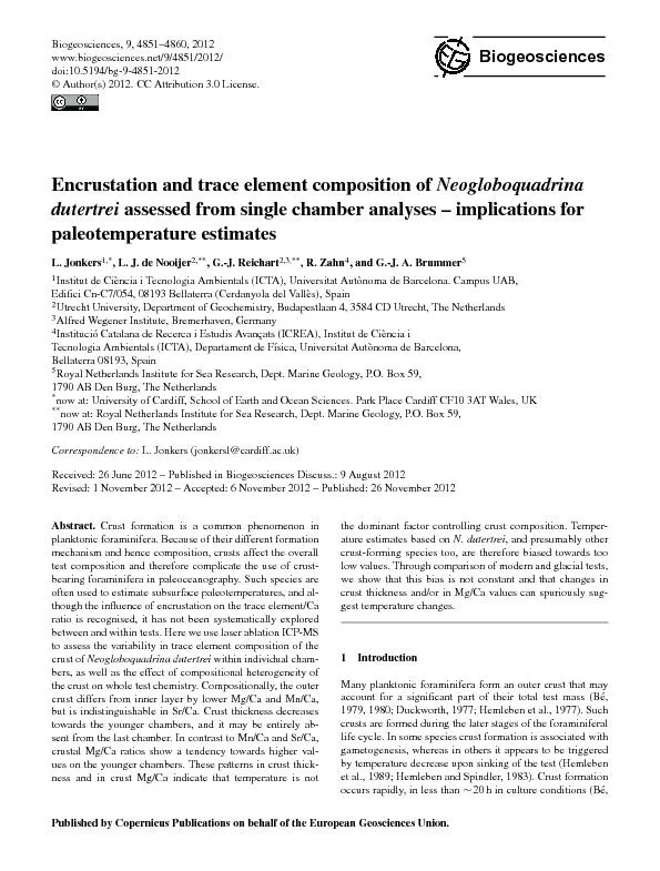 4852L.Jonkersetal.:EncrustationandtraceelementcompositionofNeogloboqua