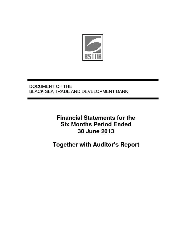 DOCUMENT OF THE Financial Statements for the Six Months Period Ended 3