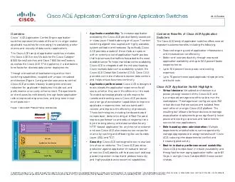 Cisco ACE Application Control Engine Application Switches AtAGlance   Cisco Systems Inc