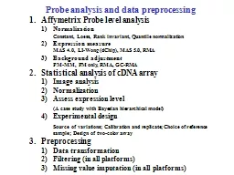 Probe analysis and data preprocessing