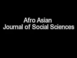 Afro Asian Journal of Social Sciences
