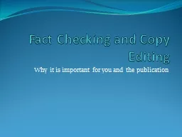 Fact Checking and Copy Editing