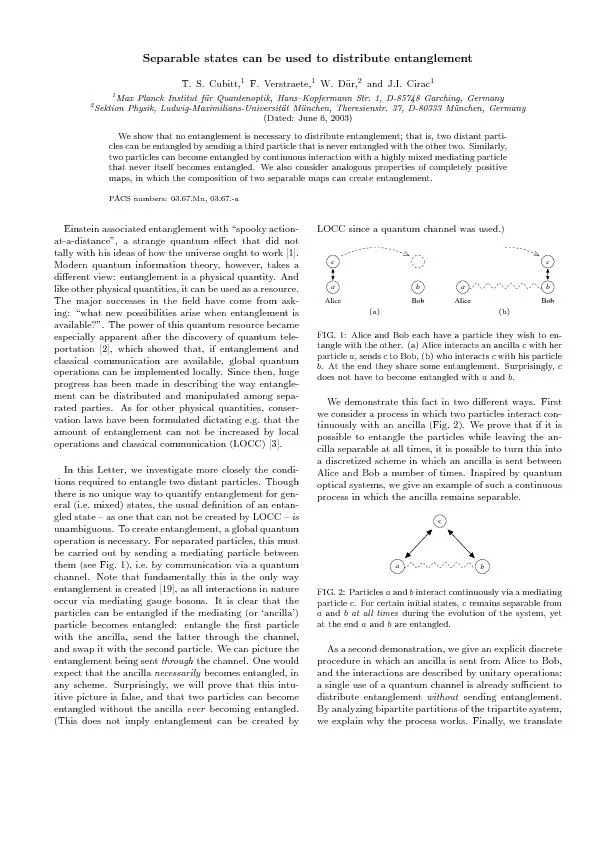 SeparablestatescanbeusedtodistributeentanglementT.S.Cubitt,1F.Verstrae