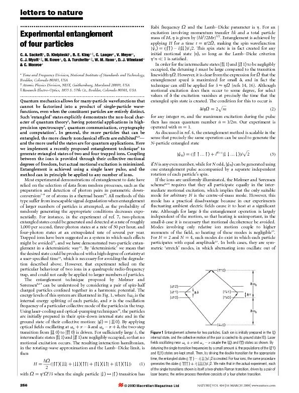 ExperimentalentanglementoffourparticlesC.A.Sackett,D.Kielpinski,B.E.Ki