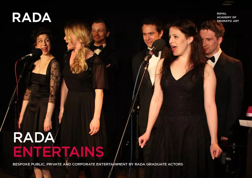 BESPOKE PUBLIC, PRIVATE AND CORPORATE ENTERTAINMENT BY RADA