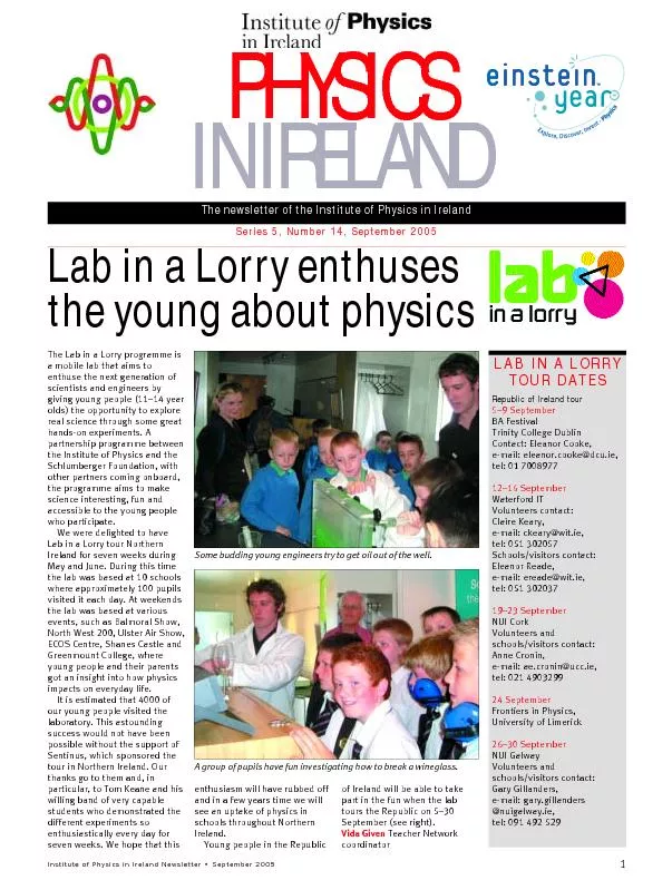 PHYSICSIN IRELANDInstitute of Physics in Ireland Newsletter 