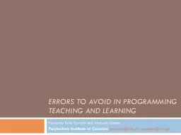 ERRORS TO AVOID IN PROGRAMMING TEACHING AND LEARNING