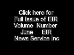 Click here for Full Issue of EIR Volume  Number  June     EIR News Service Inc