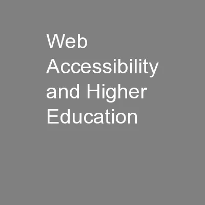 Web Accessibility and Higher Education