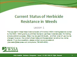 Current Status of Herbicide Resistance in Weeds