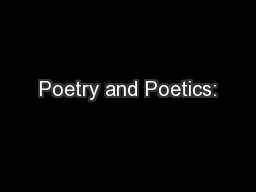 Poetry and Poetics: