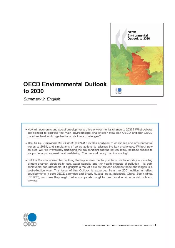 OECD ENVIRONMENTAL OUTLOOK TO 2030 ISBN 978-92-64-04048-9 
