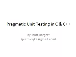Pragmatic Unit Testing in C & C++