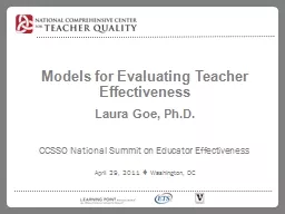 Models for Evaluating Teacher Effectiveness
