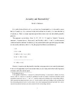 Actuality and Knowability David J