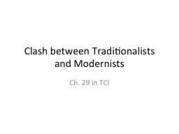 Clash between Traditionalists and Modernists