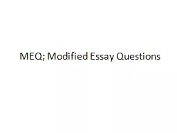 MEQ; Modified Essay Questions