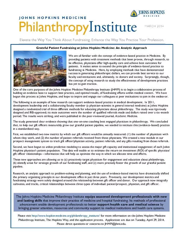 The Johns Hopkins Medicine Philanthropy Institute