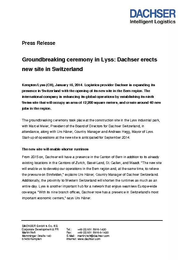 DACHSER GmbH & Co. KGCorporate Development & PR Tel.: