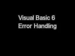 Visual Basic 6 Error Handling
