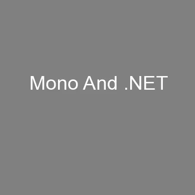 Mono And .NET