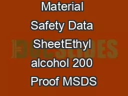 Material Safety Data SheetEthyl alcohol 200 Proof MSDS