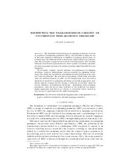 RESTRICTING THE WEAKGENERATIVE CAPACITY OF SYNCHRONOUS TREEADJOINING GRAMMARS STUART M