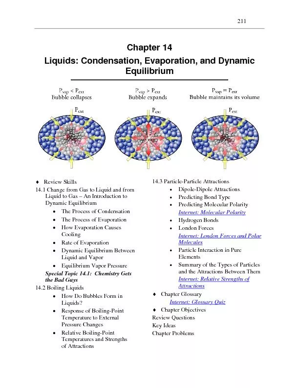 Chapter 14 Liquids: Condensation, Evaporation, and Dynamic Equilibrium