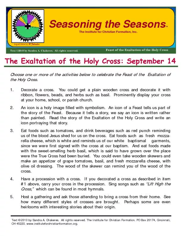 The Exaltation of the Holy Cross: September 14