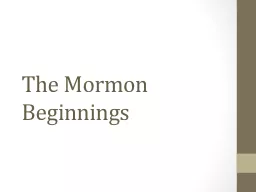 The Mormon Beginnings
