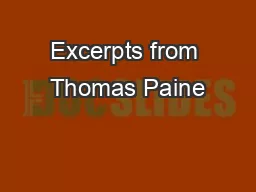 Excerpts from Thomas Paine’s The Crisis