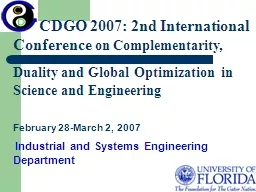 CDGO 2007: 2nd International                    	Confere