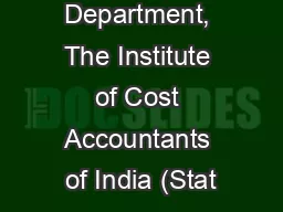 Academics Department, The Institute of Cost Accountants of India (Stat