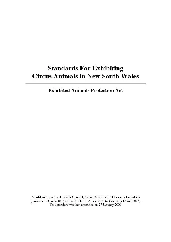 Standards For Exhibiting Circus Animals in New South Wales