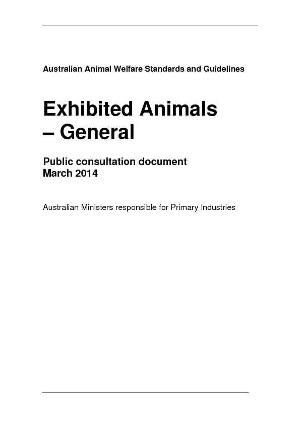 Australian Animal Welfare Standards and GuidelinesExhibited Animals Ge