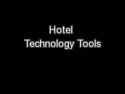 Hotel Technology Tools