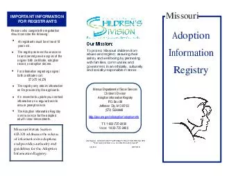 IMPORTANT INFORMATION FOR REGISTRANTS DGXOWVOLQHDOGHVFHQGDQWV Missouri Statute Section