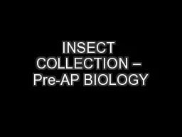 INSECT COLLECTION – Pre-AP BIOLOGY