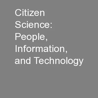 Citizen Science: People, Information, and Technology
