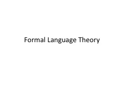Formal Language Theory