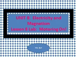 UNIT 8:  Electricity and Magnetism